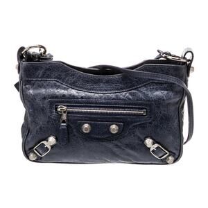 Balenciaga Motocross Hip Bag Silver Stud Navy Leather Cross-body Clutch